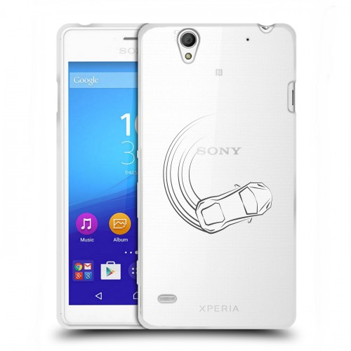 Полупрозрачный дизайнерский пластиковый чехол для Sony Xperia C4 Прозрачный дрифт