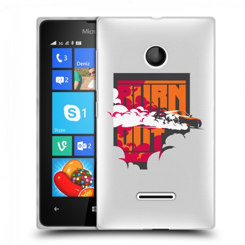 Полупрозрачный дизайнерский пластиковый чехол для Microsoft Lumia 435 Прозрачный дрифт