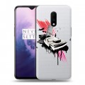 Полупрозрачный дизайнерский пластиковый чехол для OnePlus 7 Прозрачный дрифт