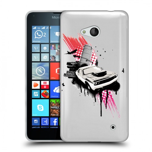 Полупрозрачный дизайнерский пластиковый чехол для Microsoft Lumia 640 Прозрачный дрифт