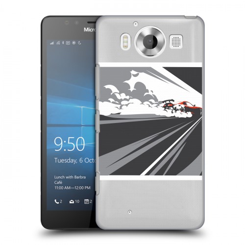 Полупрозрачный дизайнерский пластиковый чехол для Microsoft Lumia 950 Прозрачный дрифт