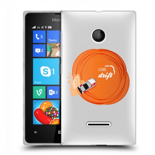 Полупрозрачный дизайнерский пластиковый чехол для Microsoft Lumia 435 Прозрачный дрифт