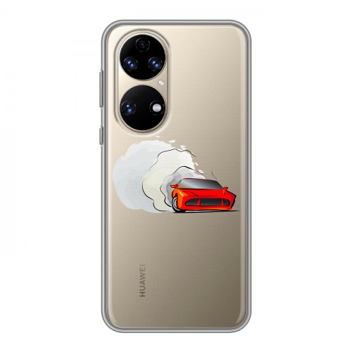 Полупрозрачный дизайнерский силиконовый чехол для Huawei P50 Pro Прозрачный дрифт