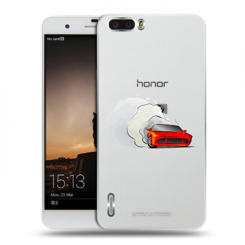 Полупрозрачный дизайнерский силиконовый чехол для Huawei Honor 6 Plus Прозрачный дрифт