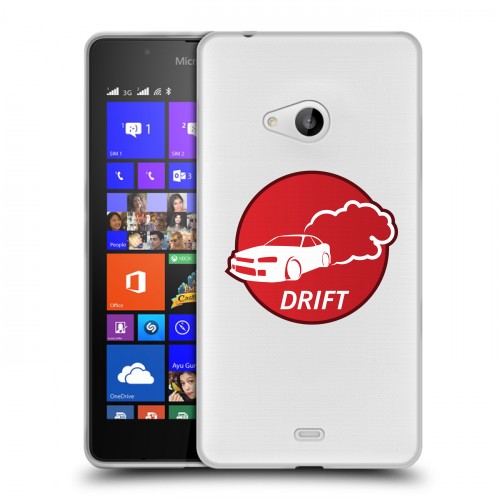 Полупрозрачный дизайнерский пластиковый чехол для Microsoft Lumia 540 Прозрачный дрифт