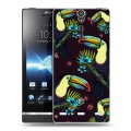 Дизайнерский пластиковый чехол для Sony Xperia S Птицы и фрукты