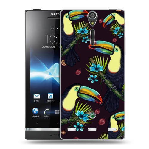 Дизайнерский пластиковый чехол для Sony Xperia S Птицы и фрукты