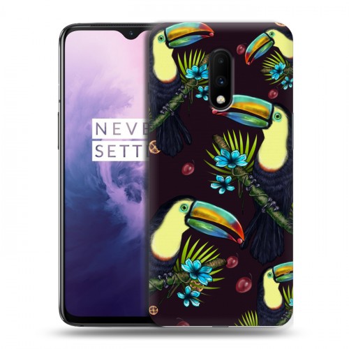 Дизайнерский пластиковый чехол для OnePlus 7 Птицы и фрукты