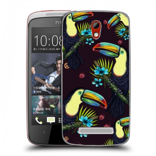 Дизайнерский пластиковый чехол для HTC Desire 500 Птицы и фрукты