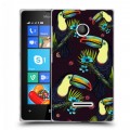 Дизайнерский пластиковый чехол для Microsoft Lumia 435 Птицы и фрукты