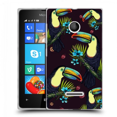 Дизайнерский пластиковый чехол для Microsoft Lumia 435 Птицы и фрукты