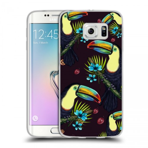 Дизайнерский пластиковый чехол для Samsung Galaxy S6 Edge Птицы и фрукты