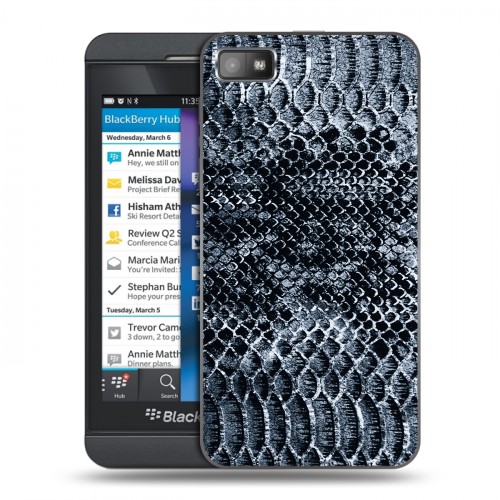 Дизайнерский пластиковый чехол для BlackBerry Z10 Кожа змей