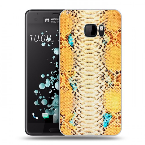 Дизайнерский пластиковый чехол для HTC U Ultra Кожа змей