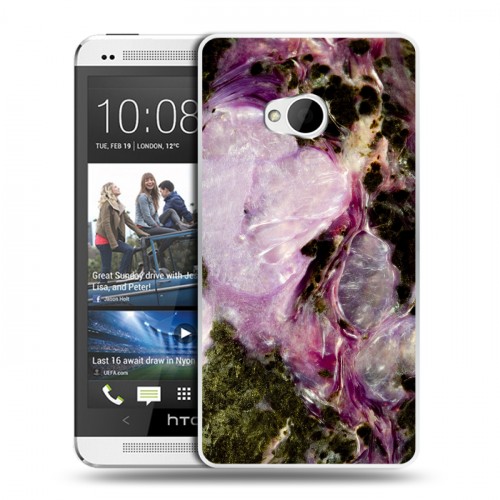 Дизайнерский пластиковый чехол для HTC One (M7) Dual SIM Мрамор текстура