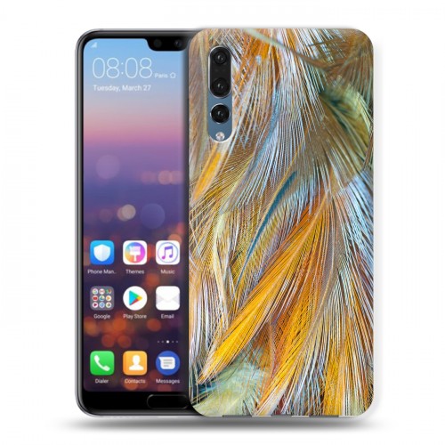 Дизайнерский силиконовый с усиленными углами чехол для Huawei P20 Pro Перья