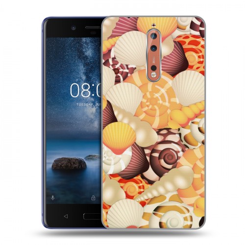 Дизайнерский пластиковый чехол для Nokia 8 Ракушки узоры