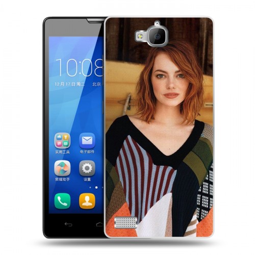 Дизайнерский пластиковый чехол для Huawei Honor 3c Эмма Стоун
