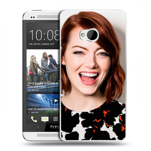 Дизайнерский пластиковый чехол для HTC One (M7) Dual SIM Эмма Стоун