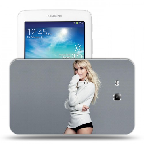 Дизайнерский силиконовый чехол для Samsung Galaxy Tab 3 Lite Эмма Робертс