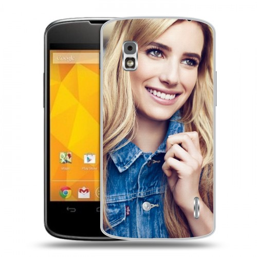 Дизайнерский пластиковый чехол для LG Google Nexus 4 Эмма Робертс