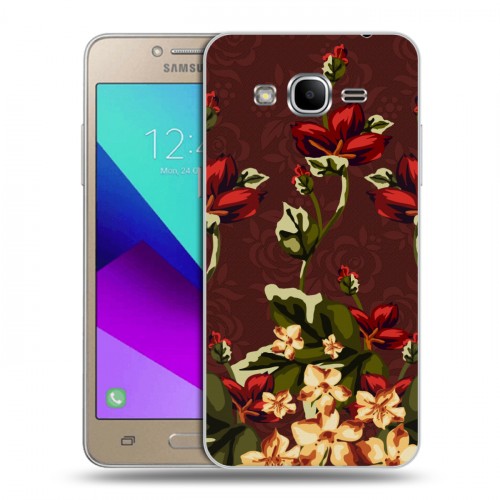 Дизайнерский силиконовый с усиленными углами чехол для Samsung Galaxy J2 Prime Цветочный арт-деко
