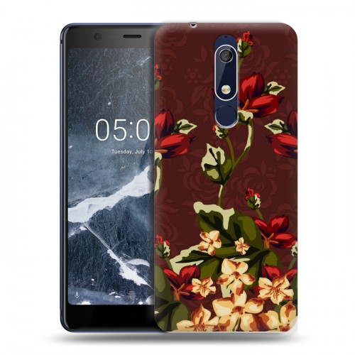 Дизайнерский пластиковый чехол для Nokia 5.1 Цветочный арт-деко