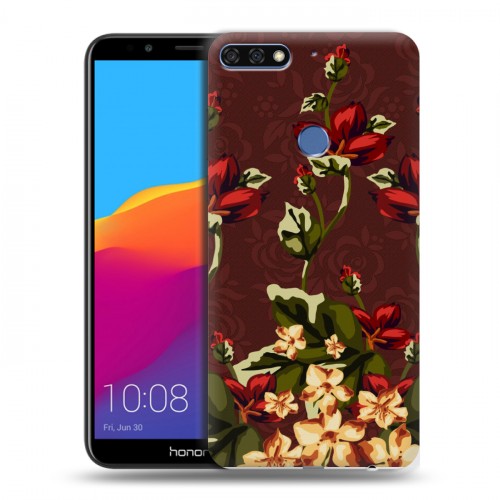 Дизайнерский пластиковый чехол для Huawei Honor 7C Pro Цветочный арт-деко
