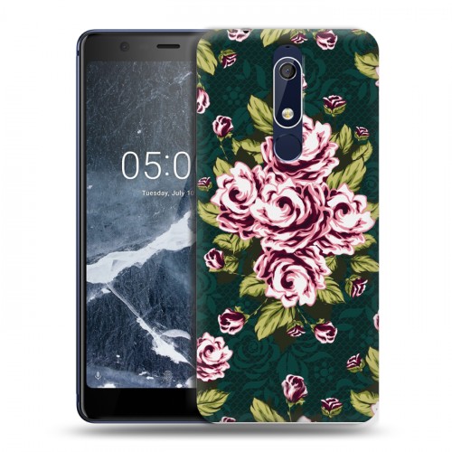 Дизайнерский пластиковый чехол для Nokia 5.1 Цветочный арт-деко