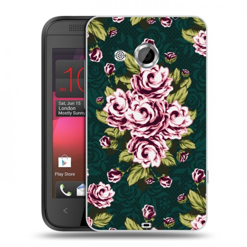Дизайнерский пластиковый чехол для HTC Desire 200 Цветочный арт-деко