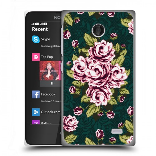 Дизайнерский пластиковый чехол для Nokia X Цветочный арт-деко