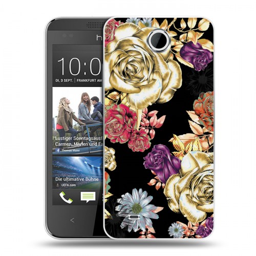 Дизайнерский пластиковый чехол для HTC Desire 300 Цветочный арт-деко