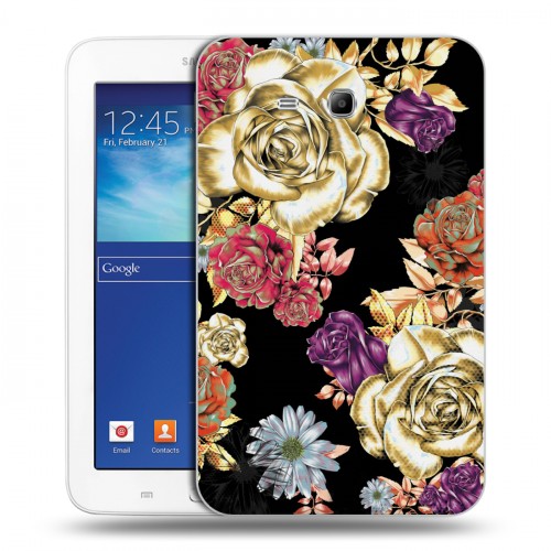 Дизайнерский силиконовый чехол для Samsung Galaxy Tab 3 Lite Цветочный арт-деко