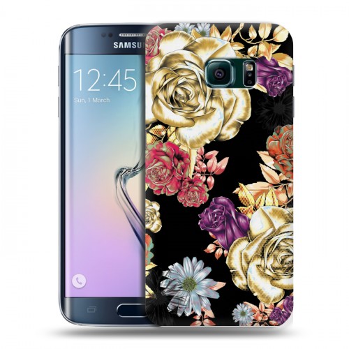 Дизайнерский пластиковый чехол для Samsung Galaxy S6 Edge Цветочный арт-деко