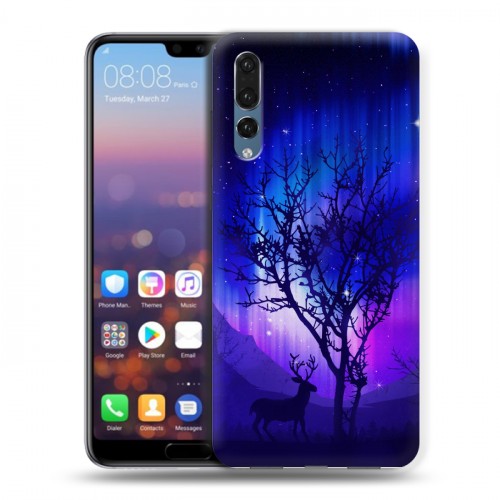 Дизайнерский силиконовый с усиленными углами чехол для Huawei P20 Pro Северное сияние