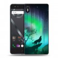 Дизайнерский пластиковый чехол для BQ Aquaris X5 Северное сияние и волк