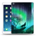 Дизайнерский силиконовый чехол для Ipad (2017) Северное сияние и волк