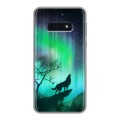 Дизайнерский силиконовый чехол для Samsung Galaxy S10e Северное сияние и волк