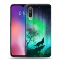 Дизайнерский силиконовый с усиленными углами чехол для Xiaomi Mi9 Северное сияние и волк