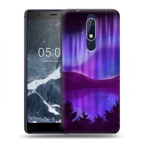 Дизайнерский пластиковый чехол для Nokia 5.1 Северное сияние