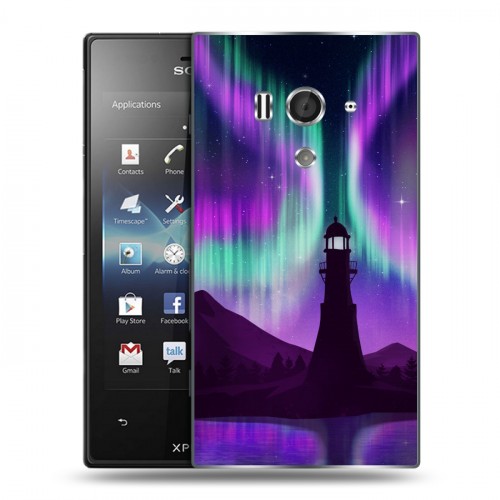 Дизайнерский пластиковый чехол для Sony Xperia acro S Северное сияние