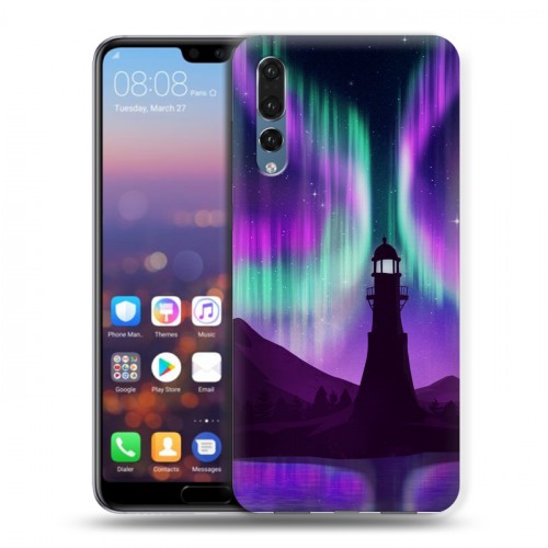 Дизайнерский силиконовый с усиленными углами чехол для Huawei P20 Pro Северное сияние