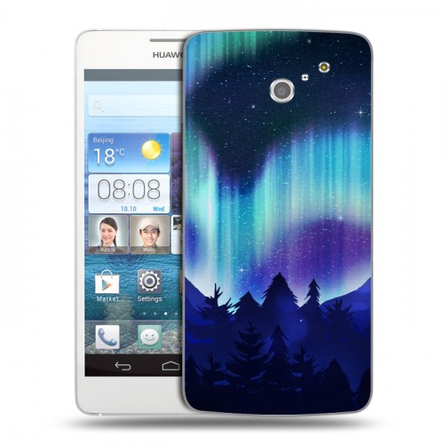 Дизайнерский пластиковый чехол для Huawei Ascend D2 Северное сияние