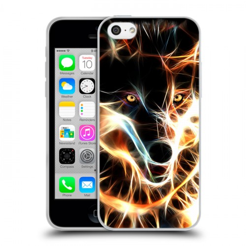 Дизайнерский пластиковый чехол для Iphone 5c Пламенные животные