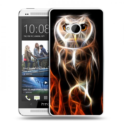 Дизайнерский пластиковый чехол для HTC One (M7) Dual SIM Пламенные животные