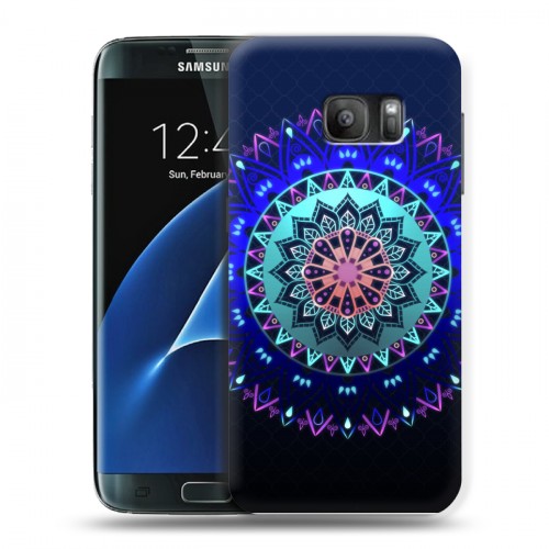 Дизайнерский силиконовый с усиленными углами чехол для Samsung Galaxy S7 Светящиеся мандалы