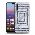 Дизайнерский силиконовый с усиленными углами чехол для Huawei P20 Pro Геометрический мрамор