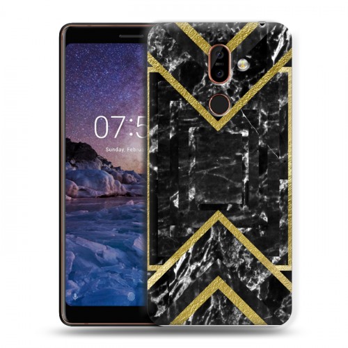 Дизайнерский пластиковый чехол для Nokia 7 Plus Геометрический мрамор