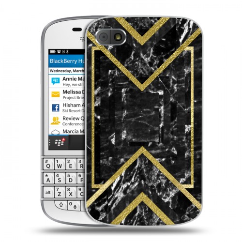 Дизайнерский пластиковый чехол для BlackBerry Q10 Геометрический мрамор