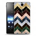 Дизайнерский пластиковый чехол для Sony Xperia TX Геометрический мрамор